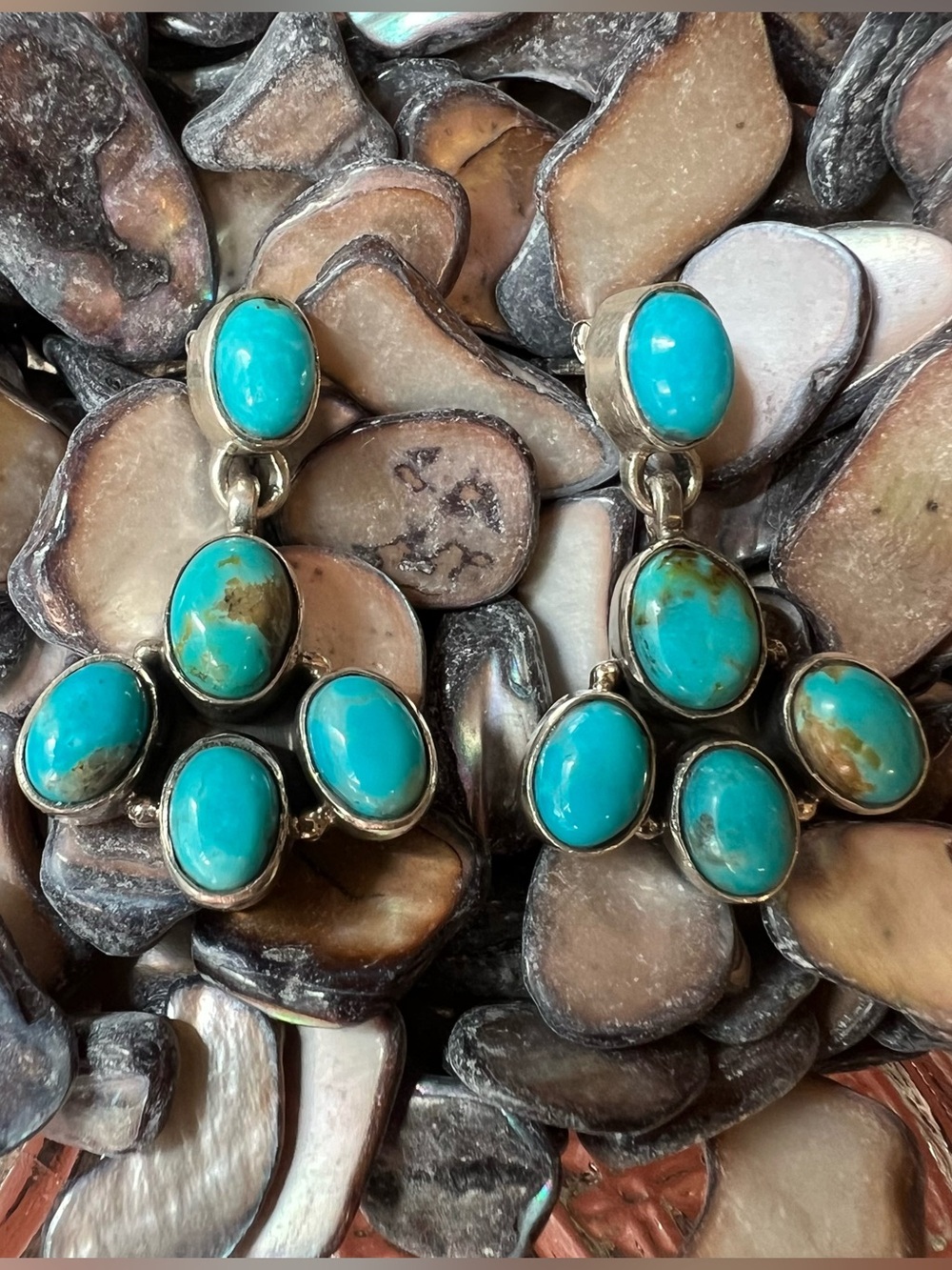 Sterling Silver Kingman Turquoise Post-Back Cluster Earrings